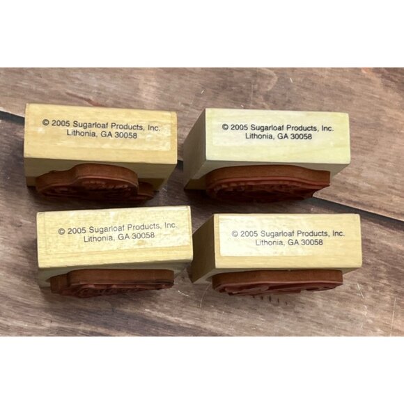 LOT OF 4 SUGARLOAF WOOD RUBBER STAMPS HOLIDAY THEMED CANDY CANE HO HO HO - Picture 4 of 6